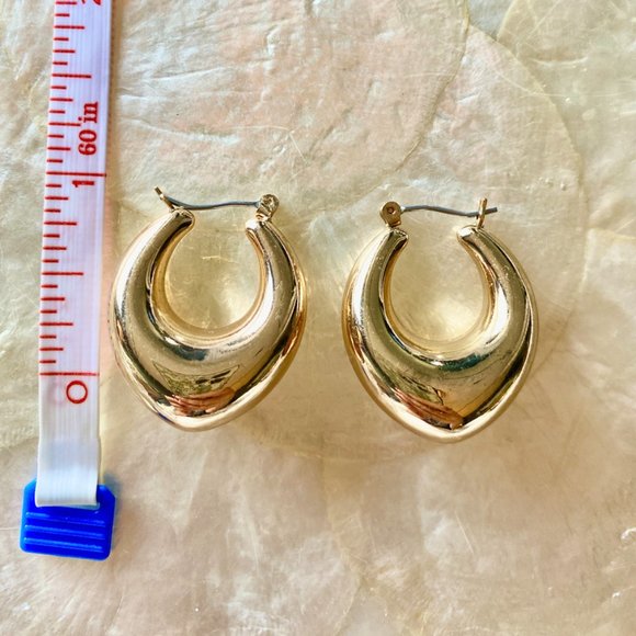 3 For $25 Gold Tone Small Teardrop Hoop Earrings - Picture 3 of 3
